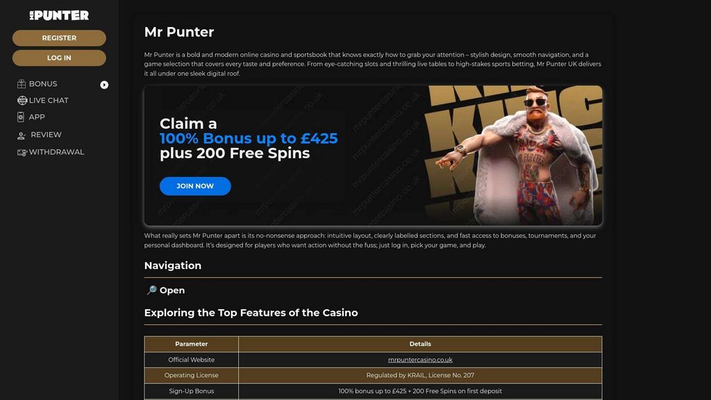 Mr Punter – Einloggen, 100 % Bonus + 200 Freispiele sichern